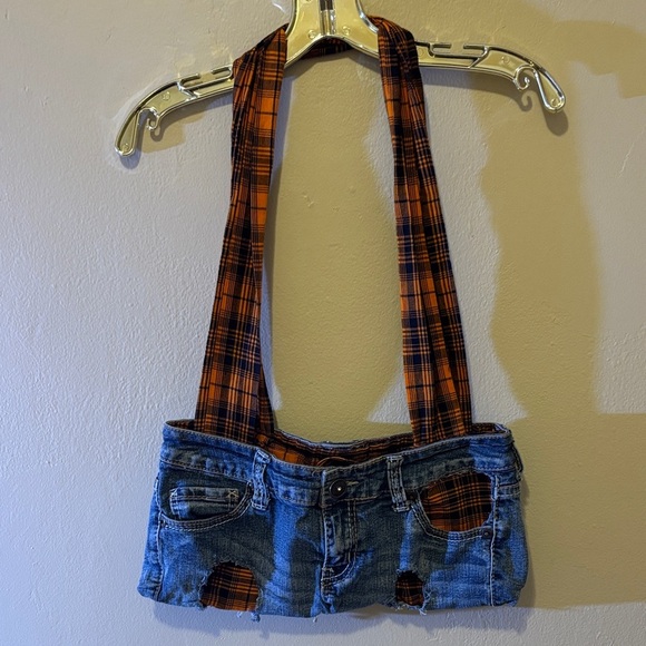 Accessories - Plaid and Denim Women's Crop Top